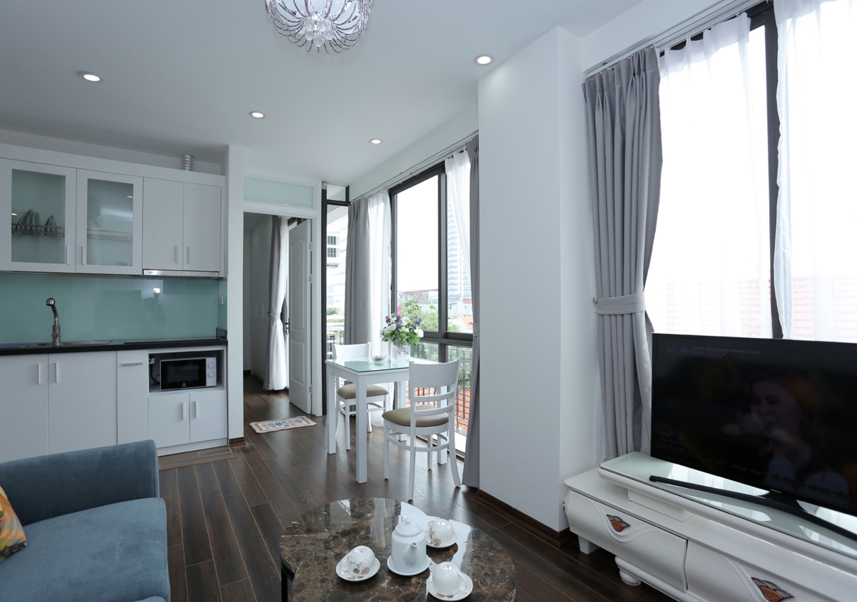 Deluxe-íbúð - 1 stórt tvíbreitt rúm | Stofa | Flatskjársjónvarp