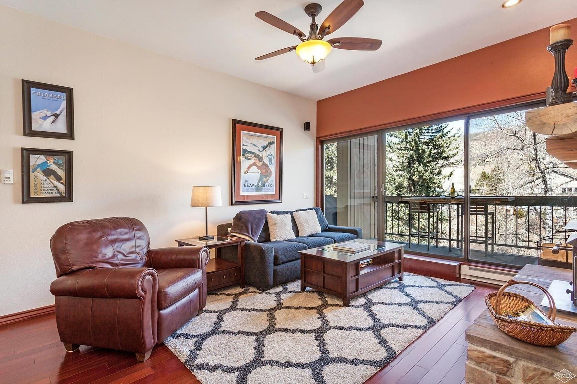 Smart TV, chimenea, libros