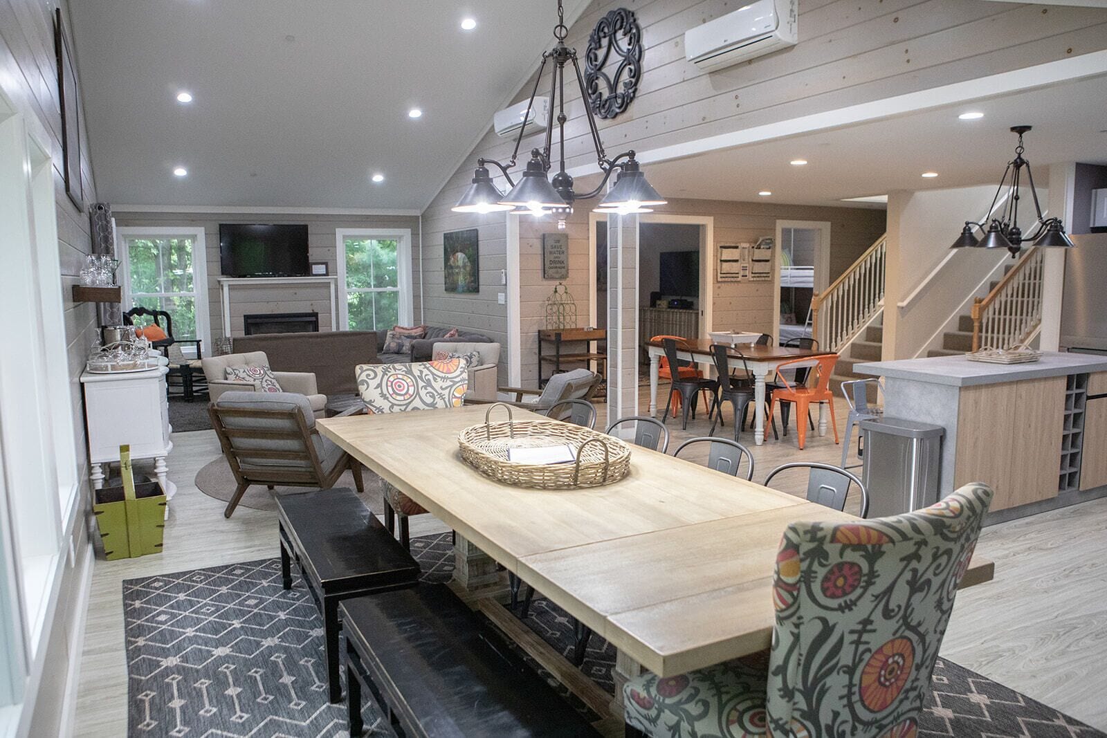 The grand Dining room table is part of the Great Room and kitchen
