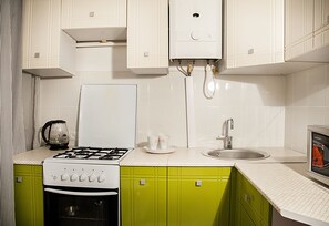 Apartment, 1 Schlafzimmer | Eigene Küche | Kühlschrank, Mikrowelle, Herdplatte, Wasserkocher