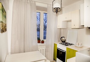 Apartment, 1 Schlafzimmer | Eigene Küche | Kühlschrank, Mikrowelle, Herdplatte, Wasserkocher