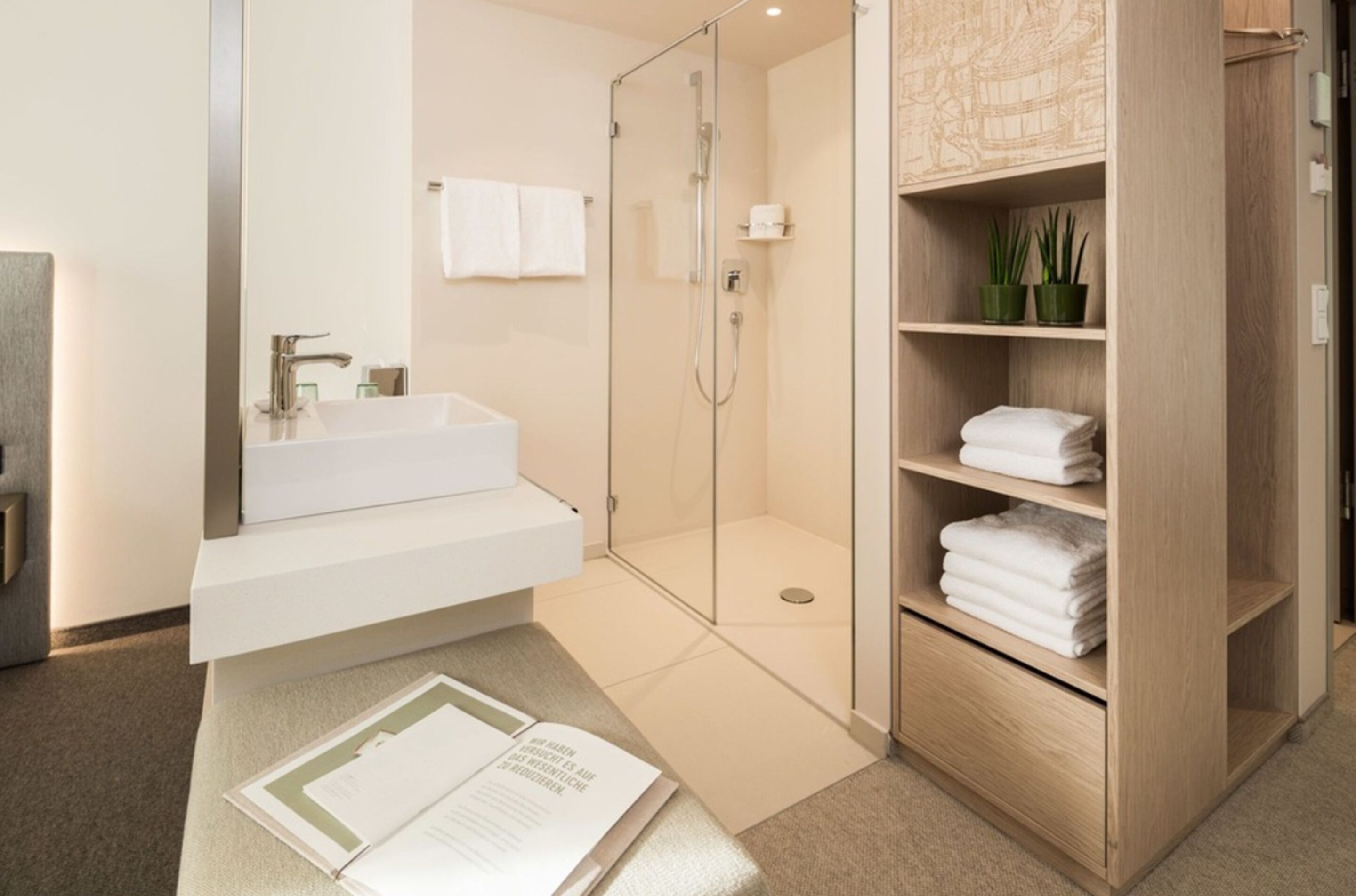 superior double room | bathroom | eco-friendly toiletries, hair dryer, bathrobes, towels