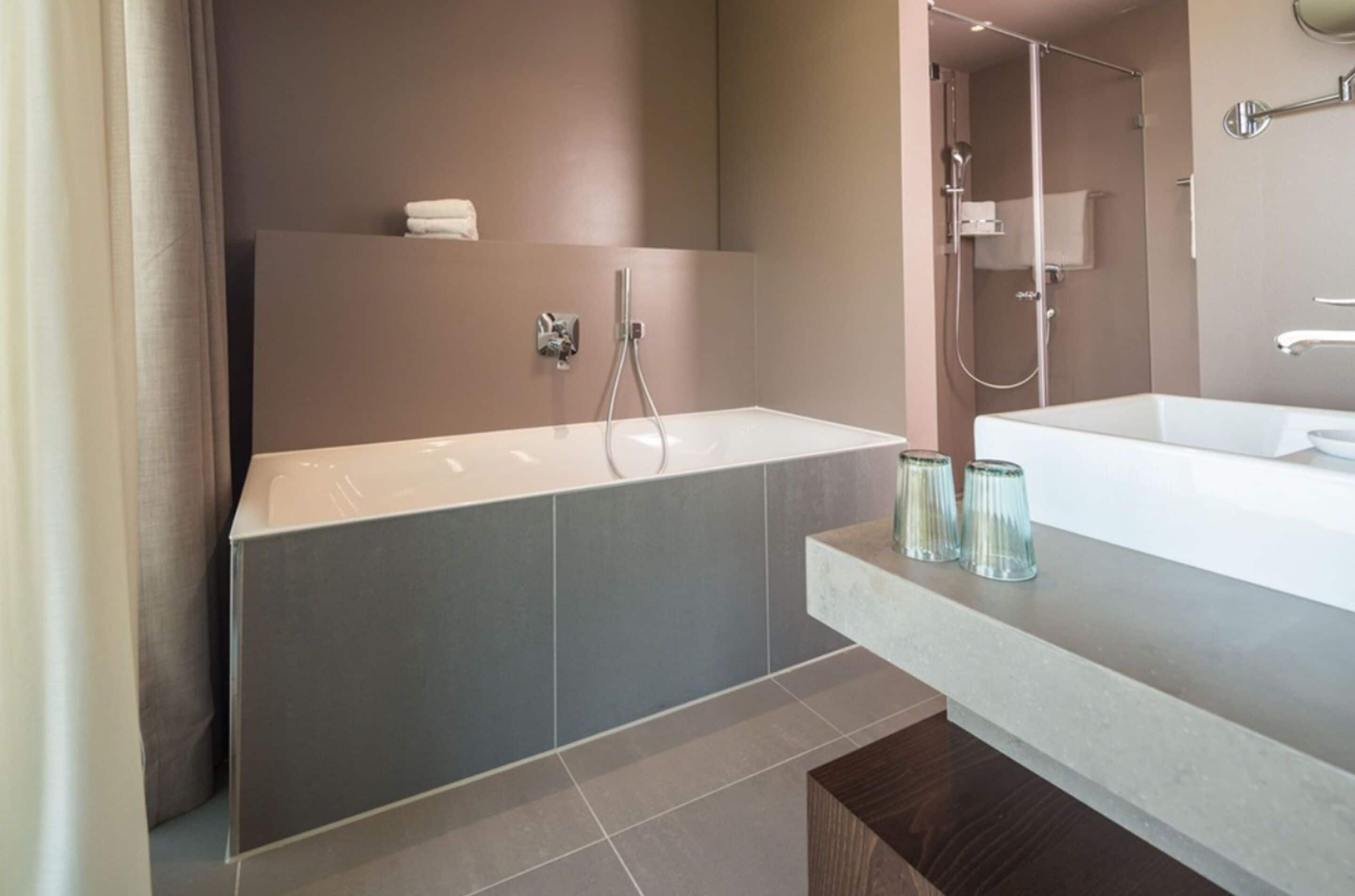 panoramic room | bathroom | eco-friendly toiletries, hair dryer, bathrobes, towels