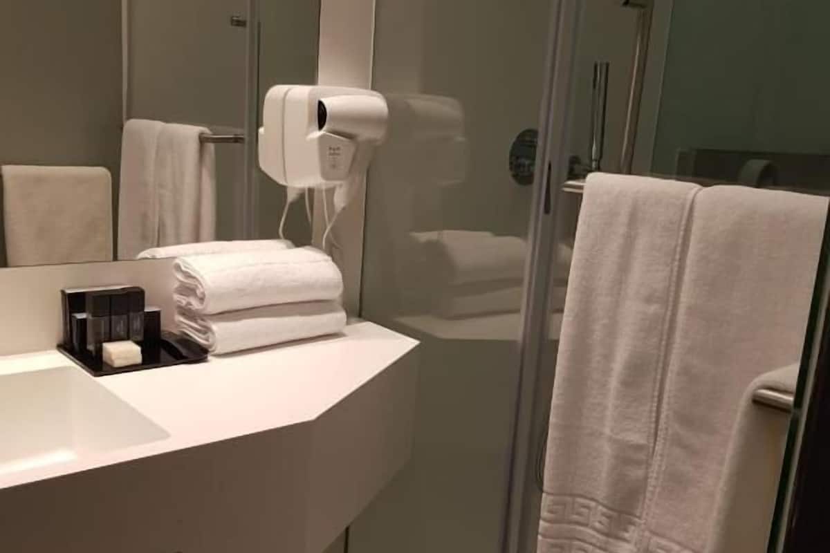 Badezimmer | Dusche, Regendusche, kostenlose Toilettenartikel, Haartrockner