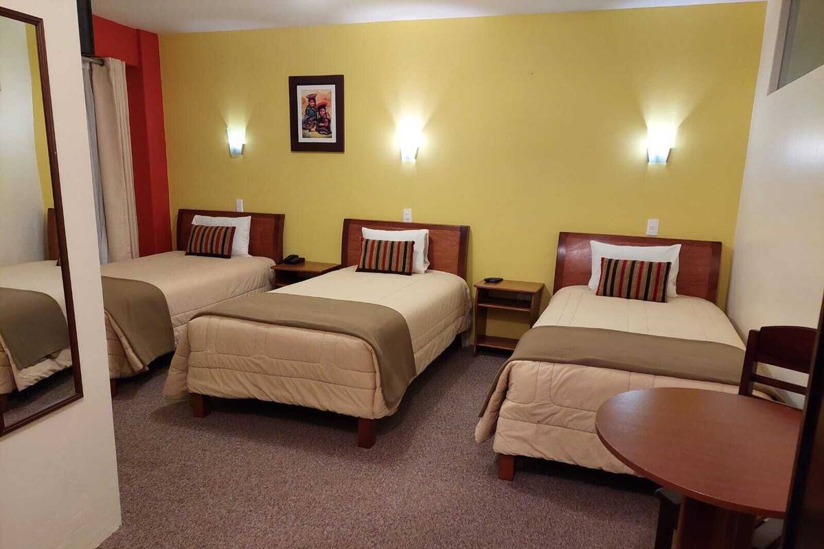 Habitación triple | Sábanas de algodón egipcio, ropa de cama de alta calidad y edredón 
