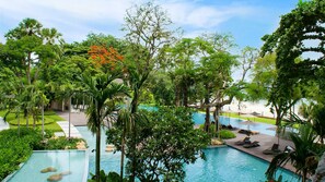 Indoor pool, 2 outdoor pools, pool umbrellas, sun loungers