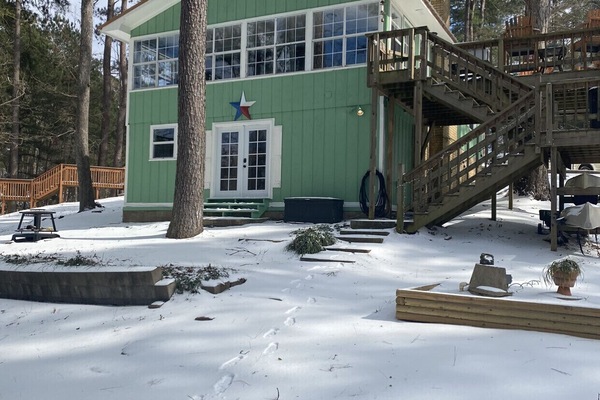 I’m just too colorful for words. (From lake looking at back of the house)