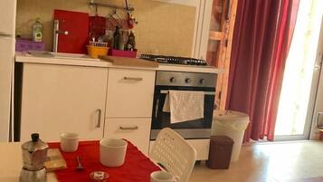 Fridge, oven, stovetop, coffee/tea maker