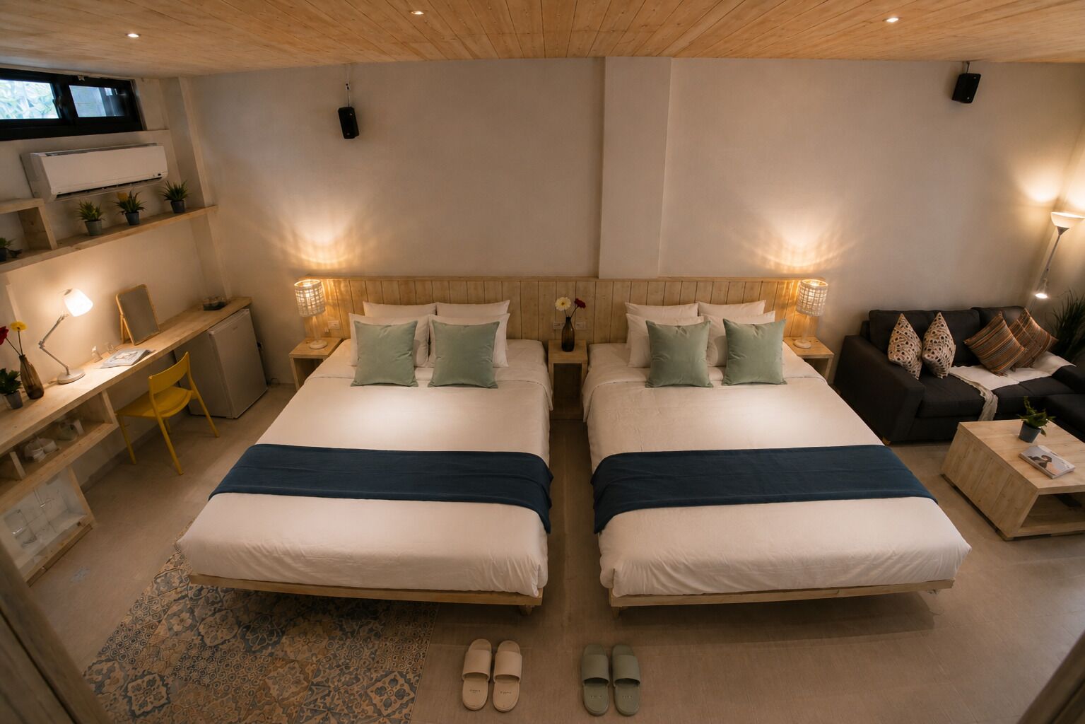 Ropa de cama de alta calidad, cortinas blackout, cunas y wifi gratis 