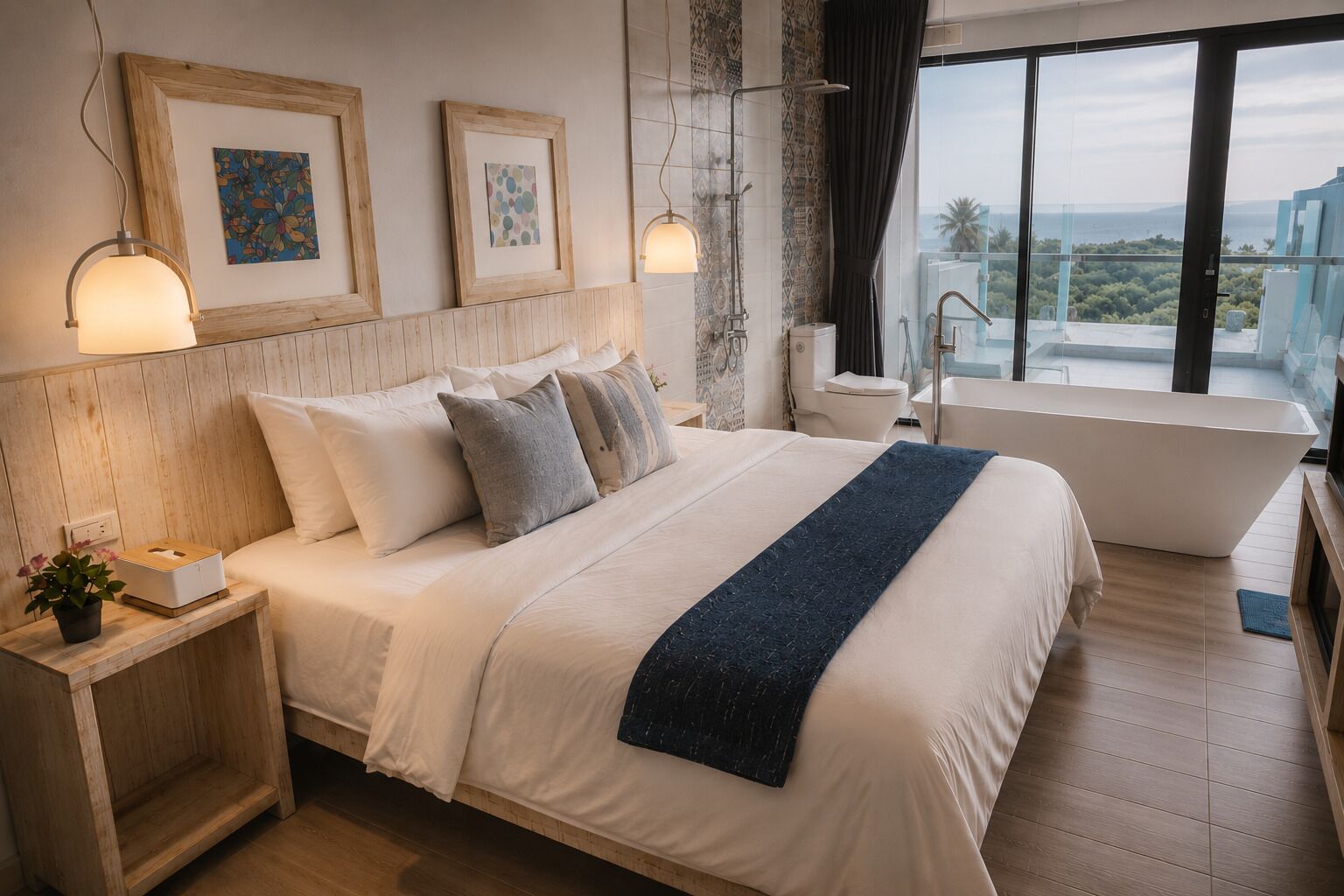 Ropa de cama de alta calidad, cortinas blackout, cunas y wifi gratis 