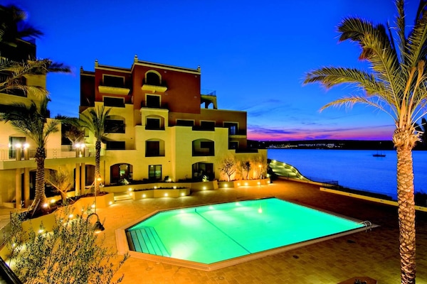 Sunset at Tas-Sellum Residence with Mellieha bay in the background