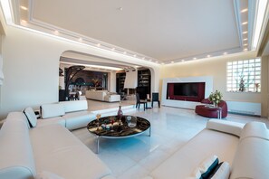 TV, fireplace, DVD player, video library - Athens Riviera 350 m2 Villa with Private Pool and Infinity Sea Views (Voula)