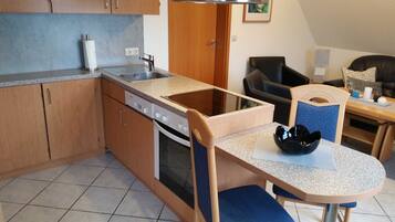 Fridge, oven, dishwasher, coffee/tea maker