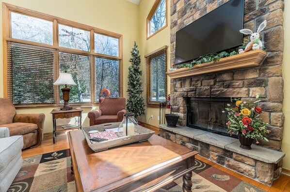 TV, caminetto, lettore DVD