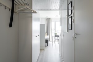 Studio, Kitchenette | Laptop workspace, blackout drapes, soundproofing, iron/ironing board