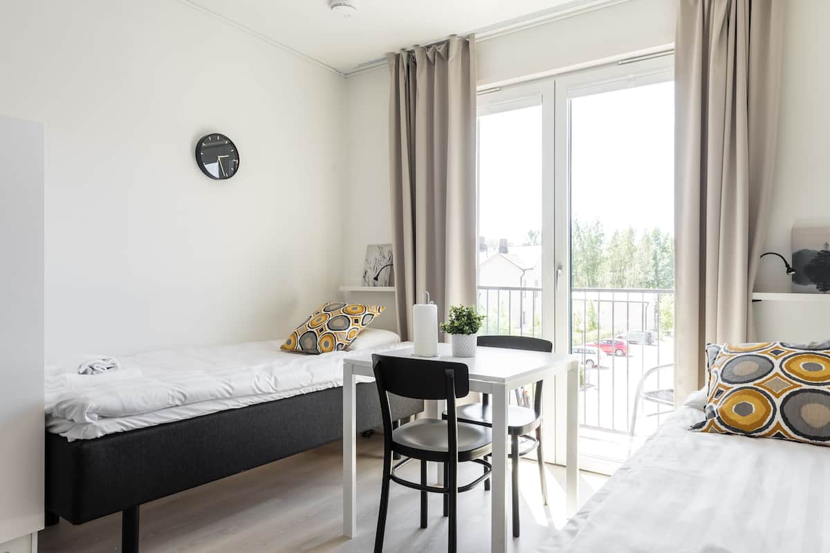 Studio, Kitchenette | Laptop workspace, blackout drapes, soundproofing, iron/ironing board