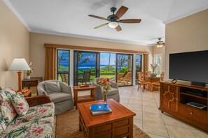 TV, DVD player, stereo