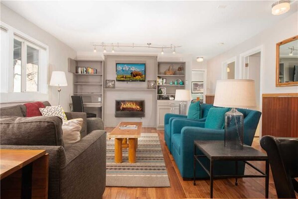 TV, fireplace, DVD player