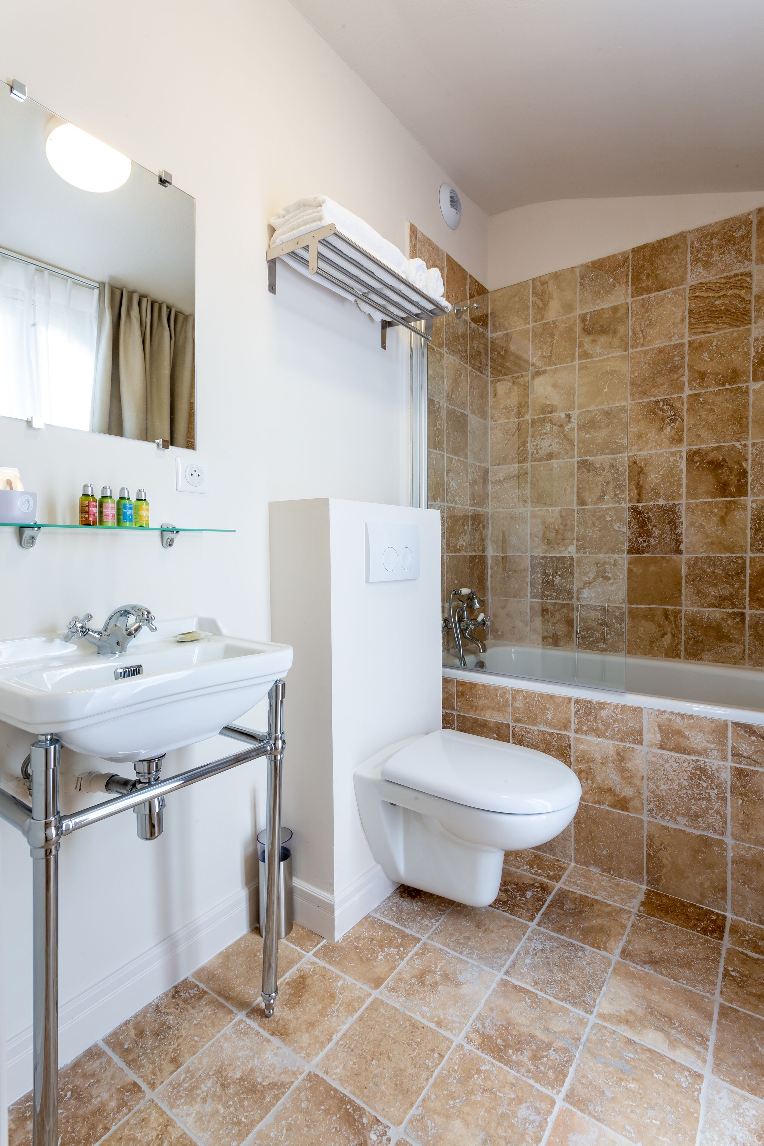 junior double room | bathroom | designer toiletries, hair dryer, towels