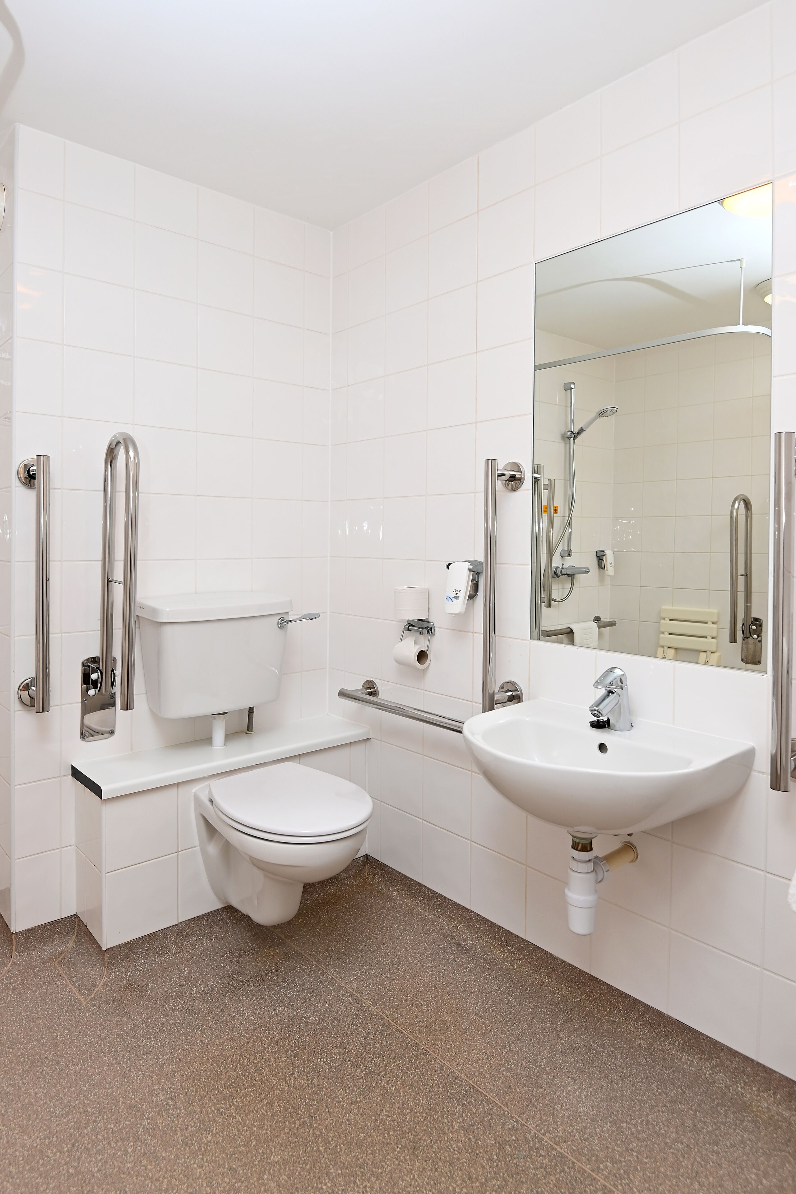 double or twin room, accessible | bathroom | shower, free toiletries, hair dryer, towels