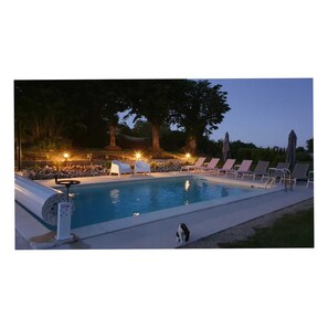 Seasonal outdoor pool, open 10:00 AM to 8:30 PM, pool umbrellas - Domaine de Bourgville (Monts-sur-Guesnes)
