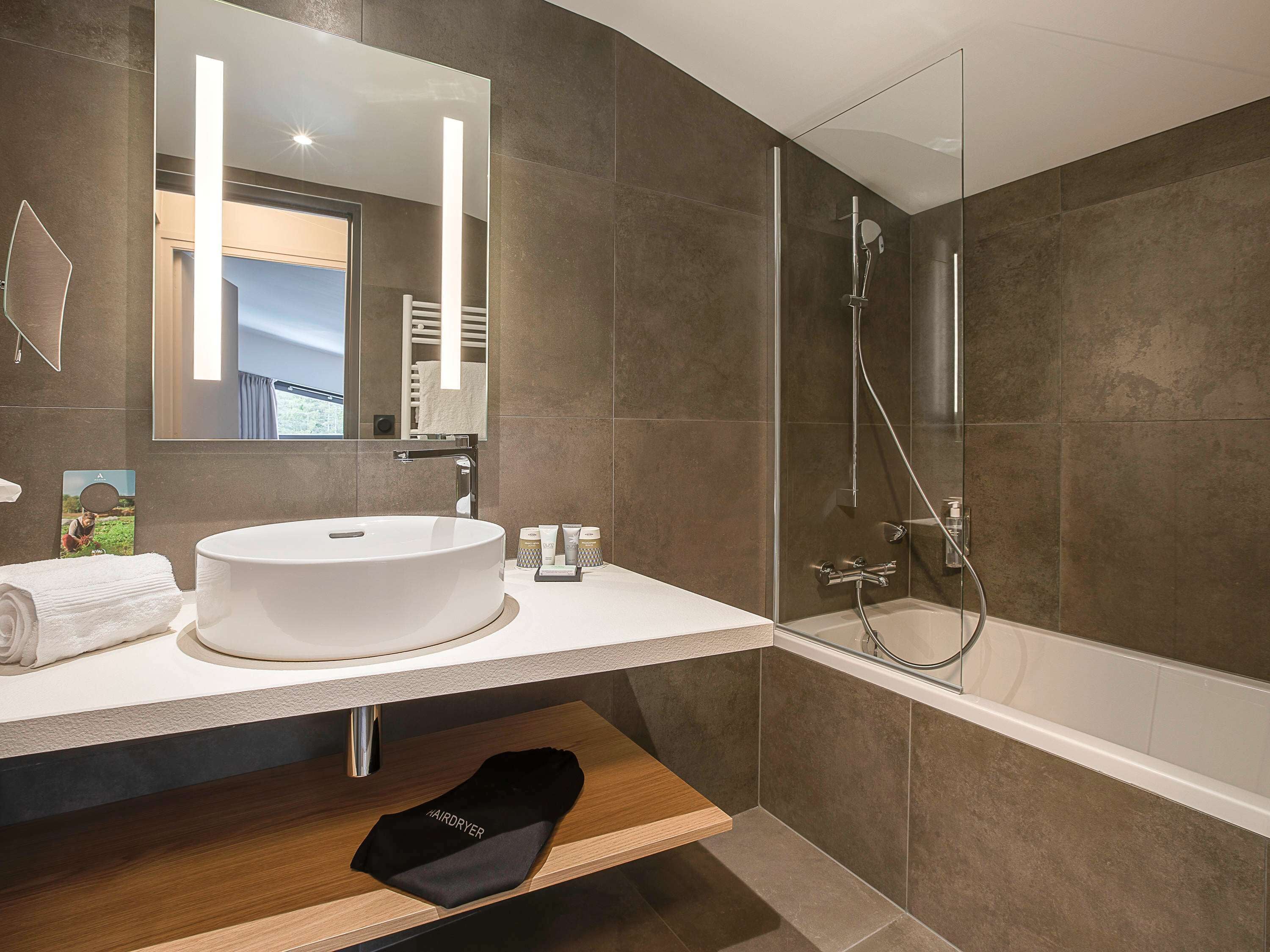 free toiletries, hair dryer, slippers, towels