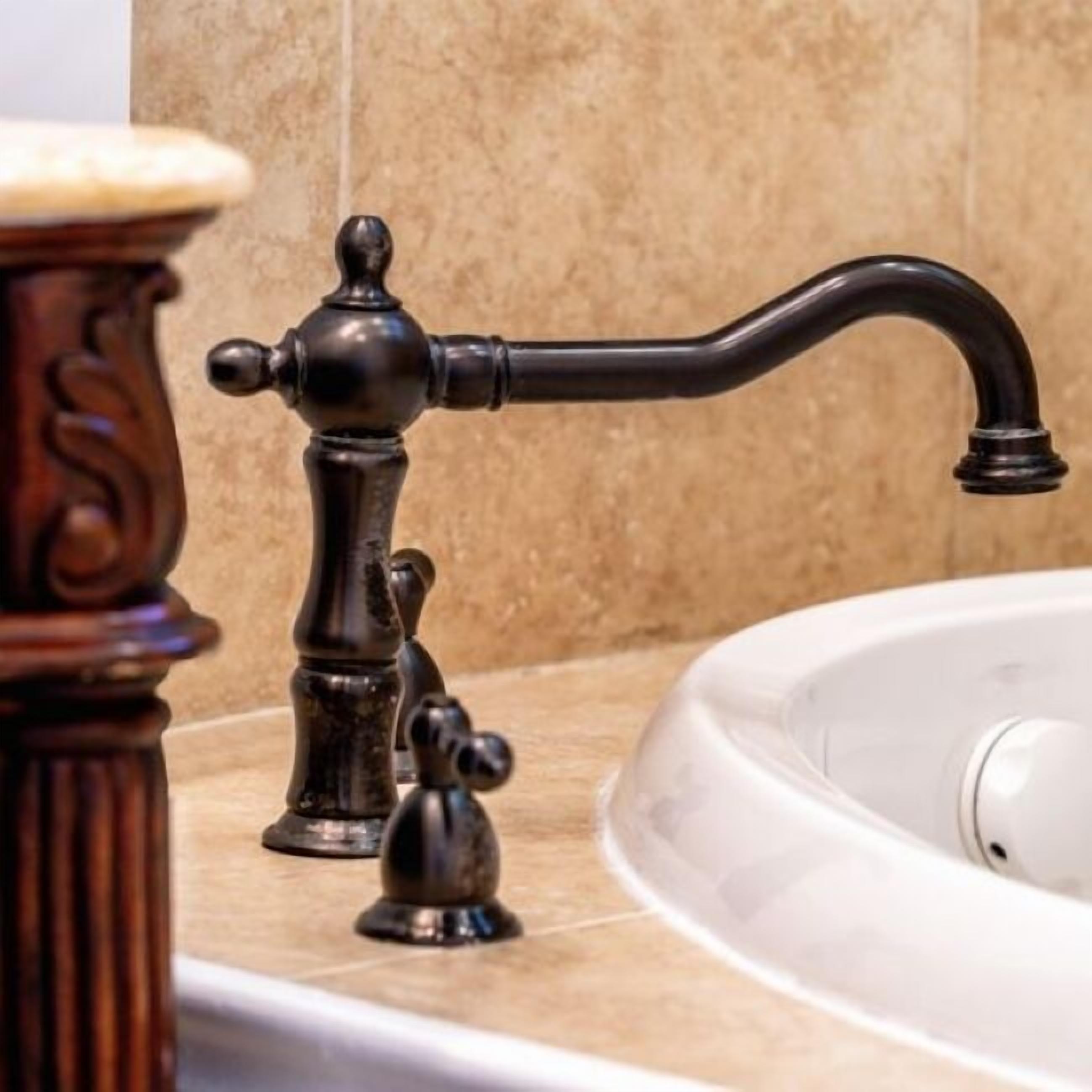 A bathroom with a bathtub, a wooden column, and a black faucet.