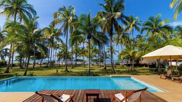 2 outdoor pools, open 9:00 AM to 9:00 PM, pool umbrellas, pool loungers