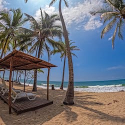 On the beach, free beach cabanas, sun loungers, beach umbrellas