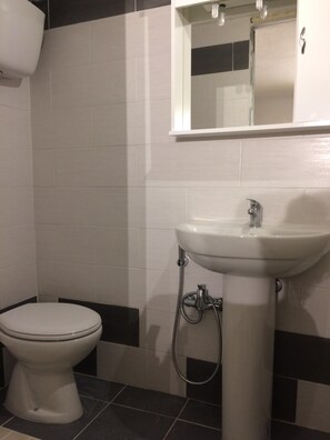 Ducha, secador de pelo, bidet, toallas