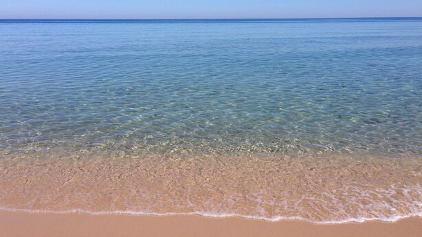 A beach with clear shallow water and a sandy shore. - Terraced house in the shade of pine trees 500 meters from the beach.   (PULA)