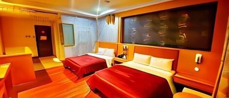 Desk, blackout curtains, free WiFi