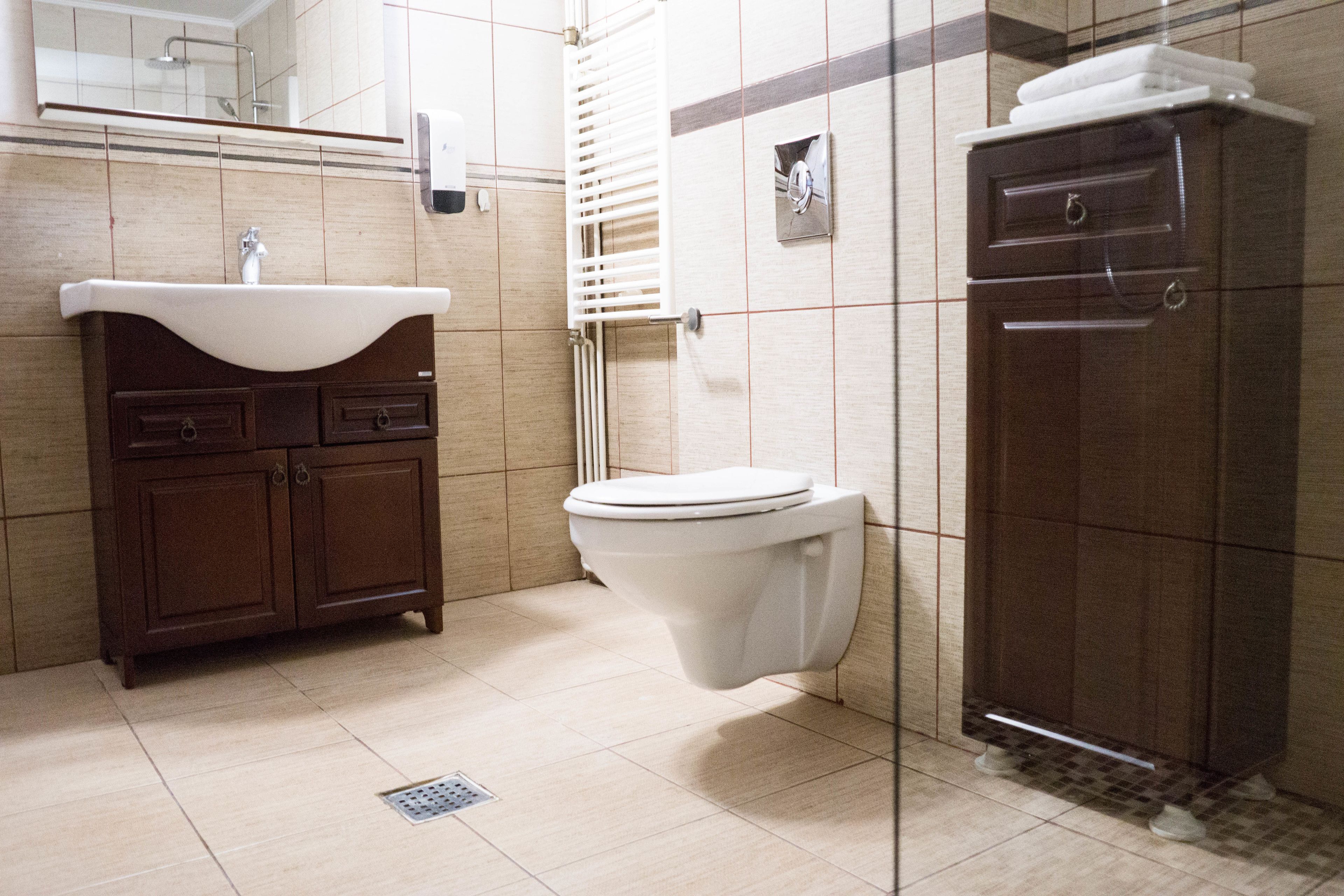 shower, rainfall showerhead, free toiletries, hair dryer