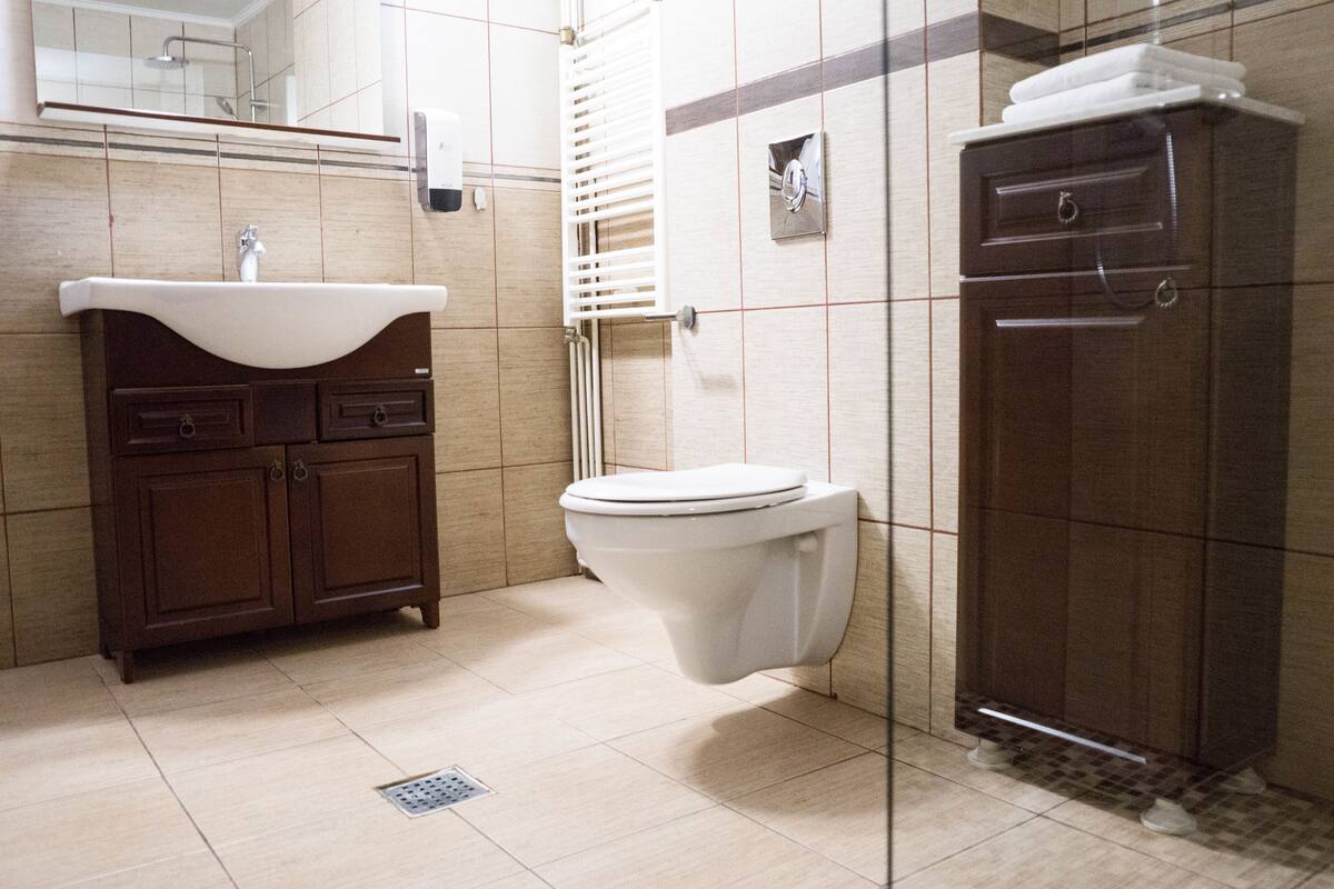 shower, rainfall showerhead, free toiletries, hair dryer