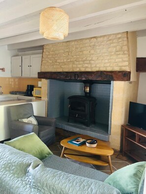 Flachbildfernseher, Kamin, Tischtennisplatte