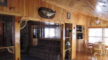 Smart TV, fireplace, video games, DVD player