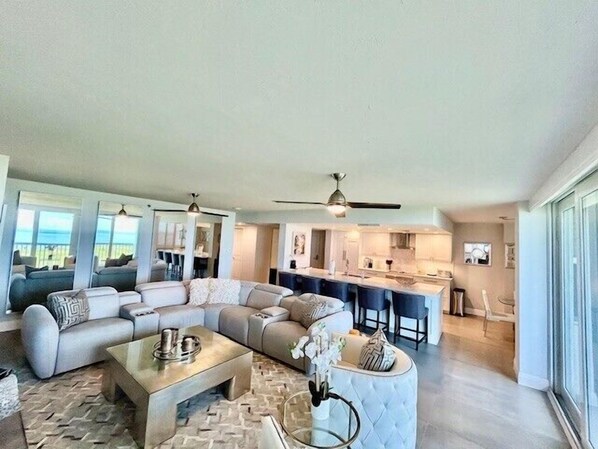 Flat-screen TV, DVD player