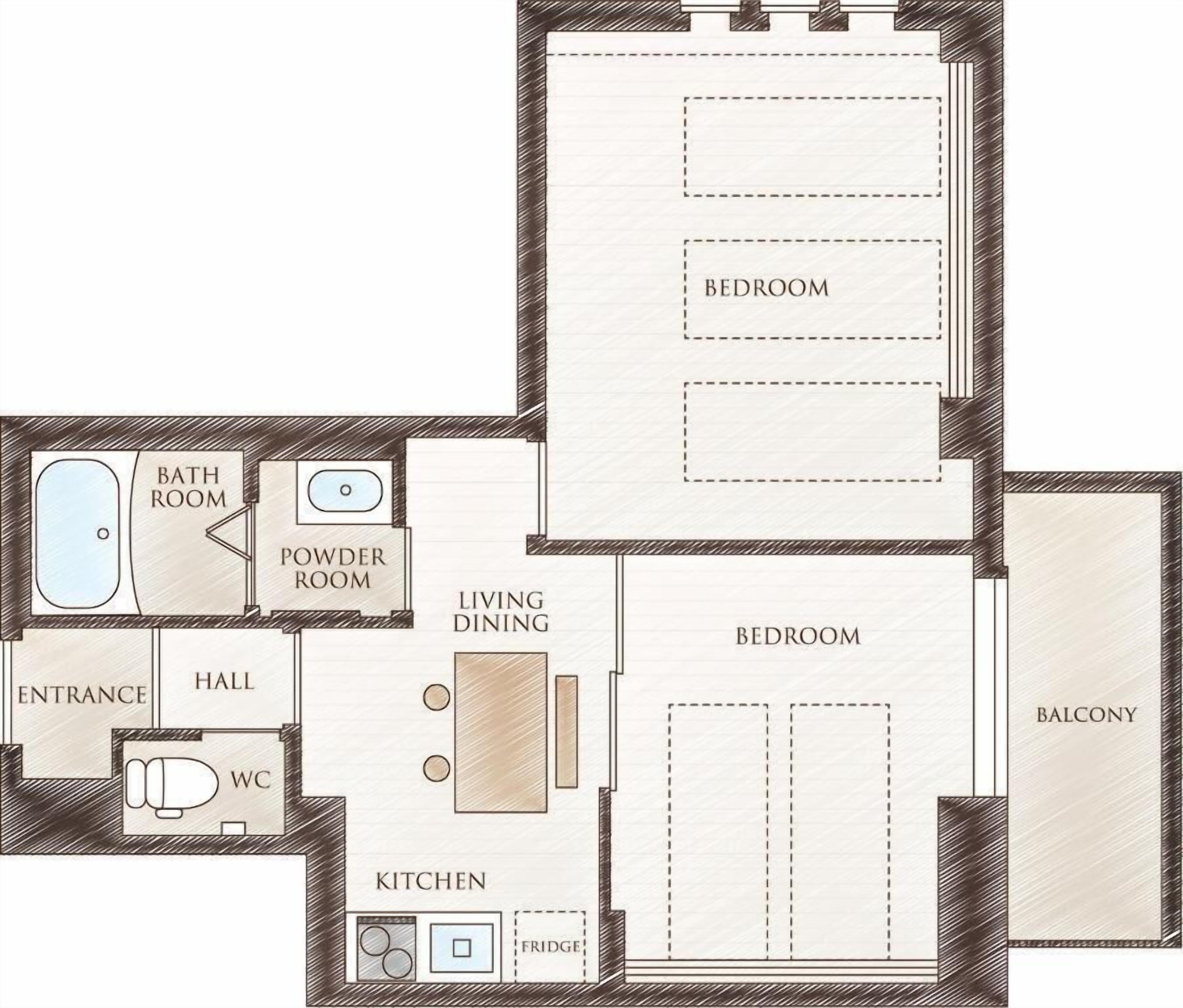 superior room, 2 bedrooms, balcony | floor plan