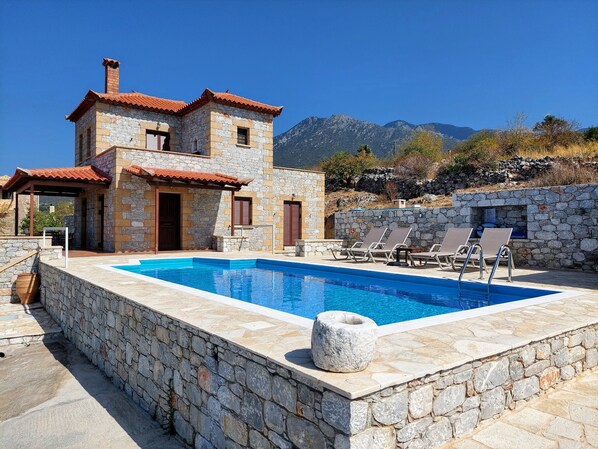 Outdoor pool, sun loungers