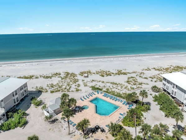 On the beach, beach umbrellas