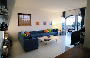 Smart-TV, DVD-Player, Bücher, Stereoanlage