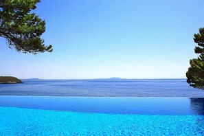 Outdoor pool, a heated pool - Seafront Mediterranean Villa. 5 Min walk to Beach & Jacuzzi (Cala Vinyes)