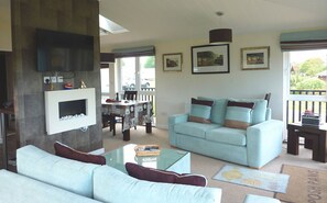 Smart TV, fireplace, DVD player, table tennis