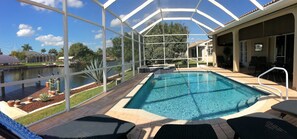 A heated pool - Villa'Cape Florida 'with heated pool / spa on a wide Gulf access canal (Cape Coral)