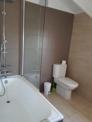 Duschwanne, Haartrockner, Handtücher