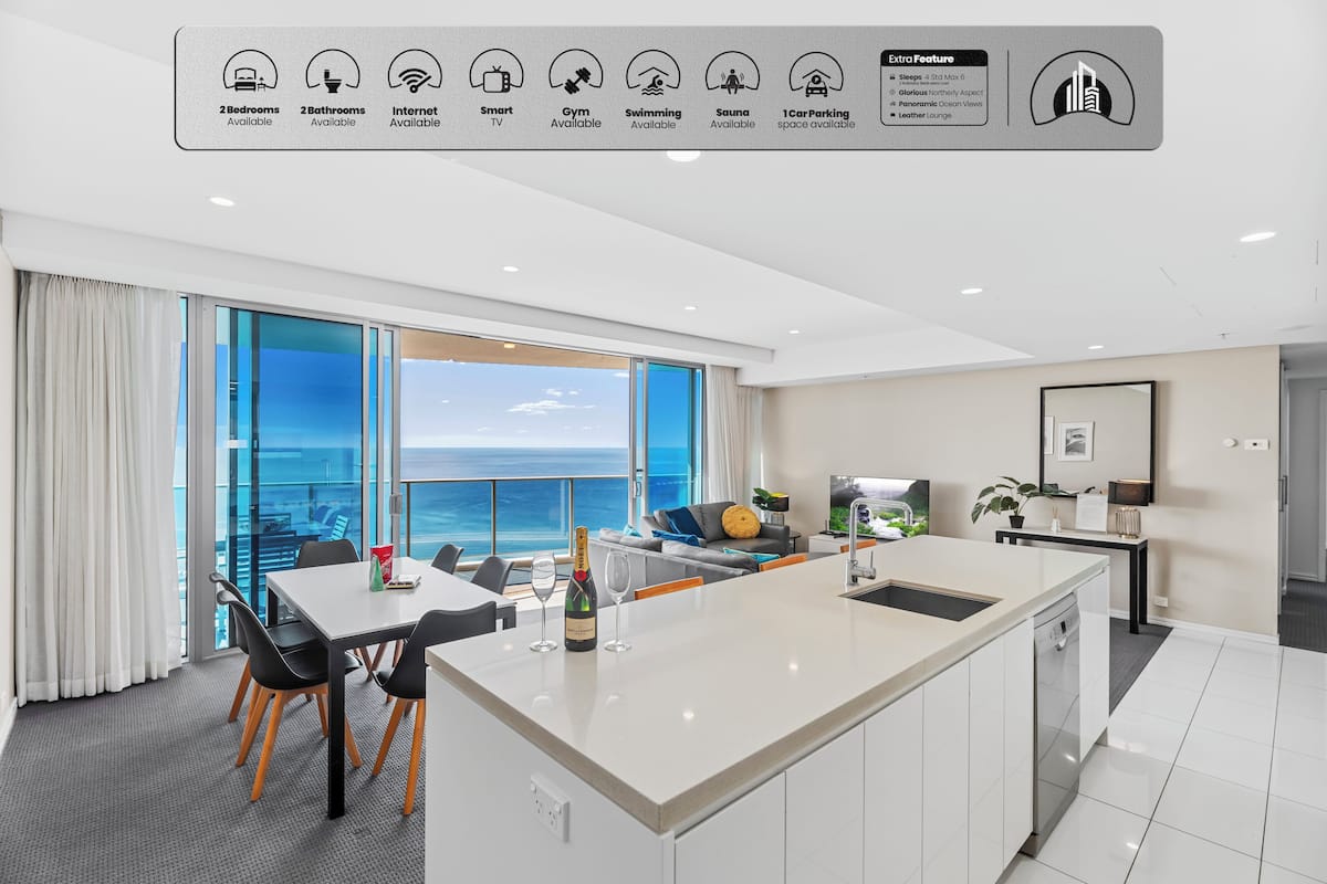 Lvl 39 (Above Hilton) - 2 Bedrooms, Accessible, Ocean View | Living area | TV, DVD player