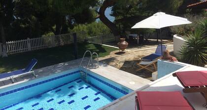 GroĂe Villa am Strand mit privatem Pool + Garten fĂŒr 10/12 Pers. Athen 90 Mn