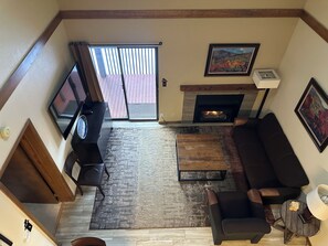 Smart TV, fireplace, DVD player