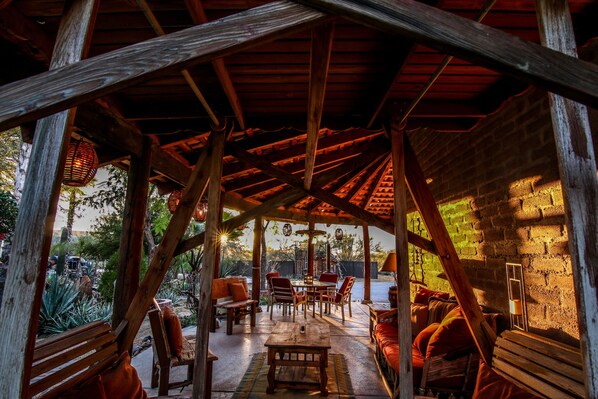 Terrace/patio - 12 bedrooms Custom Home w/ 2 casita's, 18-hole chipping course & man-cave (Cave Creek)