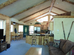 TV, fireplace, DVD player, video library